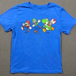 Nintendo Super‎ Mario Bros Kids Blue Graphic T-Shirt Mario Luigi Yoshi Toad M